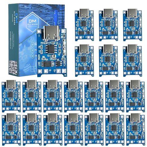 Diymore 20pcs TP4056 Type-C USB 5V 1A 18650 Lithium Battery Charger Module Charging Board with Dual Protection Functions in Kuwait