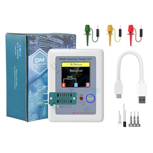 Diymore LCR متر اختبار الترانزستور، متر الترانزستور، LCR-TC1 متعدد الوظائف الترانزستور مكثف اختبار ESR عرض كامل اللون للكشف عن المدقق التلقائي للصمام الثلاثي LCR ESR NPN PNP in Kuwait