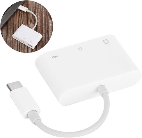 قارئ بطاقات SUNGOOYUE USB C إلى SD TF، محول بطاقة ذاكرة عالي السرعة لأجهزة iOS، مع وظيفة التوصيل السريع لا حاجة إلى تطبيق، تصميم محمول من مادة ABS in Kuwait