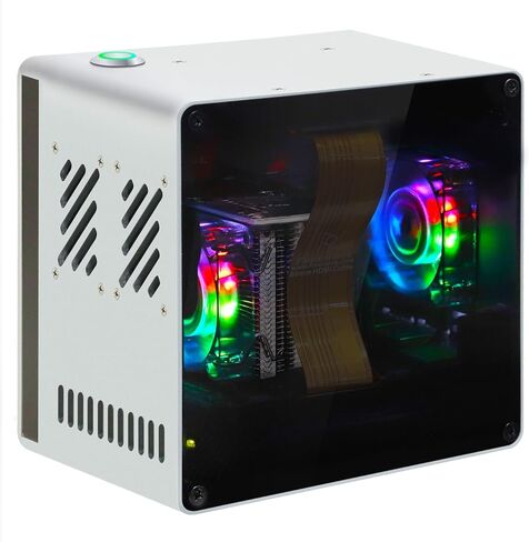 Freenove Mini Case for Raspberry Pi 5 (NOT Included), Dual M.2 NVMe SSD Slots, PWM ARGB Fans Light Sync, CPU Tower Cooler, Built-in Stereo Speakers, 3.5 mm and Optical Audio (S/PDIF) Outputs in Kuwait