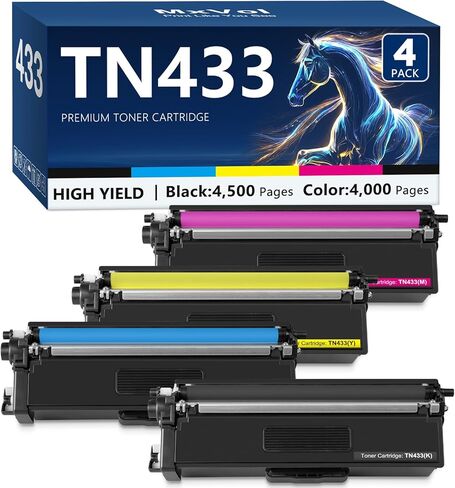 خرطوشة حبر بديلة TN433 TN431 TN-433 متوافقة مع MxVol لحبر الطابعة Brother TN 433 TN-431 MFC-L8900CDW MFC-L8610CDW HL-L8360CDW HL-L8260CDW (TN433BK TN433C TN433M TN433Y، 4 عبوات) in Saudi Arabia