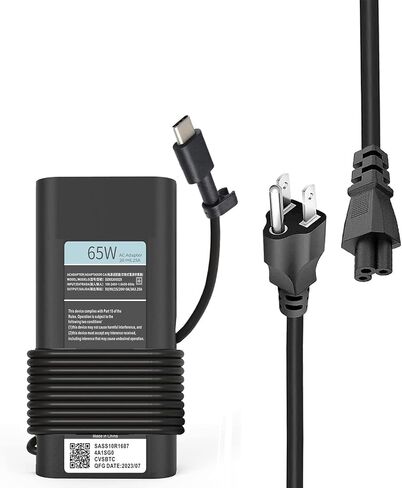 شاحن كمبيوتر محمول USB من النوع C بقدرة 65 وات لشاحن Dell USB C، شاحن كمبيوتر محمول Dell لأجهزة Latitude 5420 7420 5520، Inspiron 16 7620 2 في 1، XPS 12 9520، XPS 13 9350 LA65NM190 HA65NM190 LA65NM170 in Kuwait
