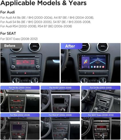 XTRONS Car Stereo for Audi A4 S4 RS4, Android 14 Qualcomm 665 Octa Core Car Radio, 8" QLED Touch Screen Head Unit GPS Navigation Bluetooth Built in DSP CarPlay Android Auto 5GHz WiFi (8+256GB) in Kuwait