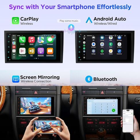 XTRONS Car Stereo for Audi A4 S4 RS4, Android 14 Qualcomm 665 Octa Core Car Radio, 8" QLED Touch Screen Head Unit GPS Navigation Bluetooth Built in DSP CarPlay Android Auto 5GHz WiFi (8+256GB) in Kuwait
