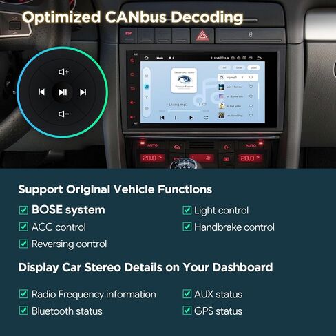 XTRONS Car Stereo for Audi A4 S4 RS4, Android 14 Qualcomm 665 Octa Core Car Radio, 8" QLED Touch Screen Head Unit GPS Navigation Bluetooth Built in DSP CarPlay Android Auto 5GHz WiFi (8+256GB) in Kuwait