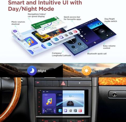XTRONS Car Stereo for Audi A4 S4 RS4, Android 14 Qualcomm 665 Octa Core Car Radio, 8" QLED Touch Screen Head Unit GPS Navigation Bluetooth Built in DSP CarPlay Android Auto 5GHz WiFi (8+256GB) in Kuwait