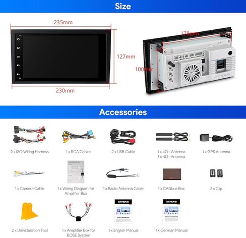 XTRONS Car Stereo for Audi A4 S4 RS4, Android 14 Qualcomm 665 Octa Core Car Radio, 8" QLED Touch Screen Head Unit GPS Navigation Bluetooth Built in DSP CarPlay Android Auto 5GHz WiFi (8+256GB) in Kuwait