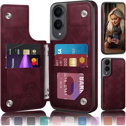DJDUCK Designed for Samsung Galaxy S25 Edge Case Wallet with Card Holder, [Magnetic Clasp Cover] [RFID Blocking Leather Protection] Shockproof Women Men Cases for Samsung S25 Edge White in Saudi Arabia