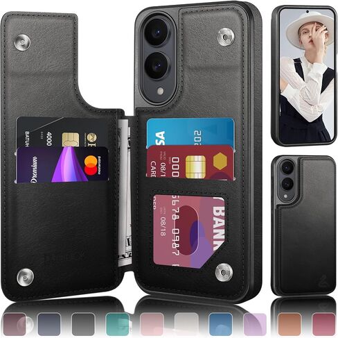 DJDUCK Designed for Samsung Galaxy S25 Edge Case Wallet with Card Holder, [Magnetic Clasp Cover] [RFID Blocking Leather Protection] Shockproof Women Men Cases for Samsung S25 Edge White in Saudi Arabia