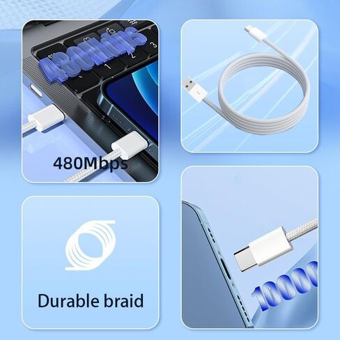 3.3 Ft Carplay USB-C Woven Cable for iPhone 17 17 Air 16 16E 15 Pro Max Plus Car Charging Cable USB A to USB C Wire for iPad Pro 12.9/11, iPad Air 5/4, iPad 10th Gen Car Braided Charging Cord in Kuwait