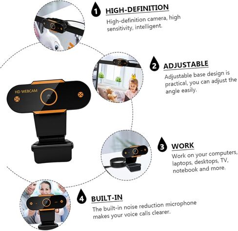 COHEALI 1080p USB Webcam with Microphone for Live Streaming and Online Classes, Plastic Laptop Camera with USB Power, High-Definition Computer Web Camera for Teaching and Video Calls in Kuwait