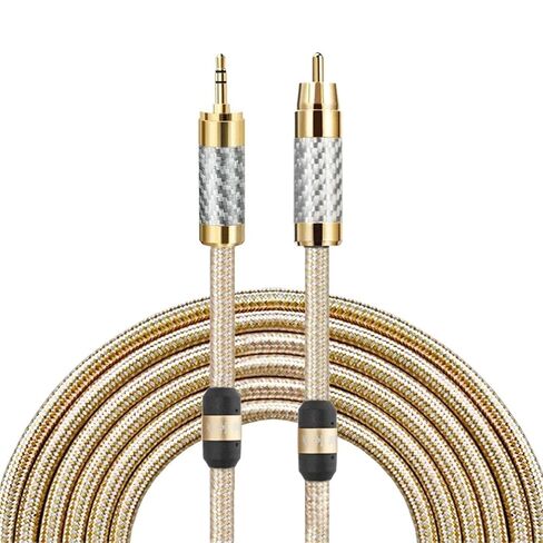 YHNNH جاك 3.5 ملم إلى كابل صوت RCA لمكبر الصوت Soundbox كابل مطلي بالفضة (1.5 متر) in Kuwait