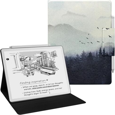 حافظة بحامل مغناطيسي لجهاز Kindle Scribe 2025 (الجيل الثالث) مقاس 11 بوصة وKindle Scribe Colorsoft 2025، غطاء فوليو خفيف الوزن مع خاصية التنبيه/النوم التلقائي، وإبزيم قلم (غابة ضبابية) in Kuwait