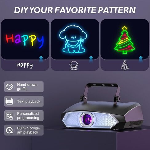 DJ Laser Light for Party ، آلة ليزر ثلاثية الأبعاد ، وظائف التحكم المتعددة ، الدعم اليدوي على الجدران ، تشغيل النصوص ، والبرمجة الشخصية ، مناسبة لحفلات DJ ، حانات وأحداث KTV in Saudi Arabia