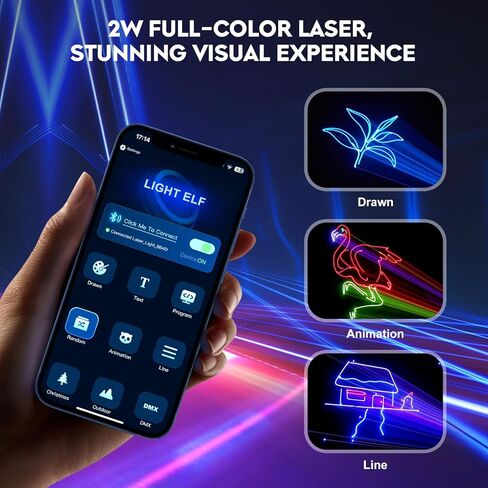 DJ Laser Light for Party ، آلة ليزر ثلاثية الأبعاد ، وظائف التحكم المتعددة ، الدعم اليدوي على الجدران ، تشغيل النصوص ، والبرمجة الشخصية ، مناسبة لحفلات DJ ، حانات وأحداث KTV in Saudi Arabia