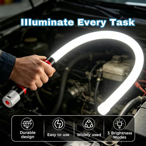 Bendable LED Flashlight Stick, 28.7" Rechargeable Flexible Work Light – High Lumen, 3 Lighting Modes for Auto Repairs, Inspections & Tight Spaces in Kuwait