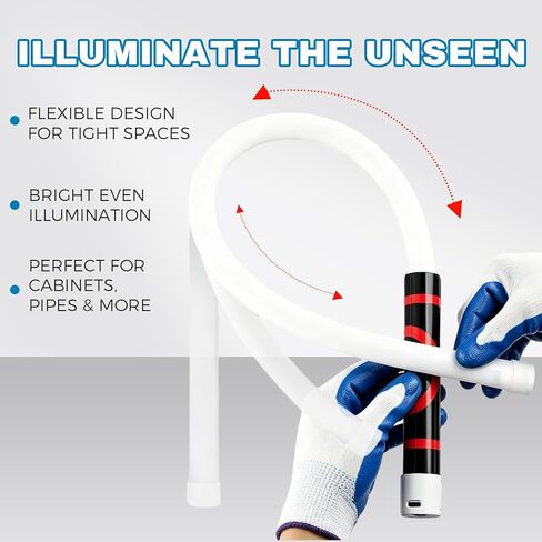 Bendable LED Flashlight Stick, 28.7" Rechargeable Flexible Work Light – High Lumen, 3 Lighting Modes for Auto Repairs, Inspections & Tight Spaces in Kuwait