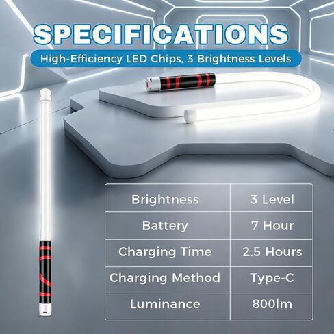 Bendable LED Flashlight Stick, 28.7" Rechargeable Flexible Work Light – High Lumen, 3 Lighting Modes for Auto Repairs, Inspections & Tight Spaces in Kuwait