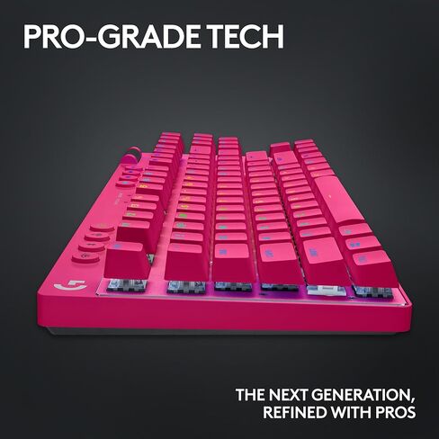 لوحة مفاتيح الألعاب اللاسلكية Logitech G PRO X TKL Lightspeed، تصميم محمول للغاية بدون مفتاح، LIGHTSYNC RGB، أغطية مفاتيح PBT، مفاتيح تعمل باللمس (GX Brown) - أرجواني (متجدد) in Kuwait
