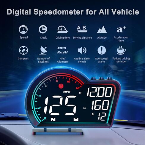 SinoTrack HUD Digital GPS Speedometer for Car Universal Heads Up Display Oversize Screen Large LCD MPH Speedometer Speed Fatigued Diving Alert Over-Speed Alarm Compass for All Vehicle in Saudi Arabia