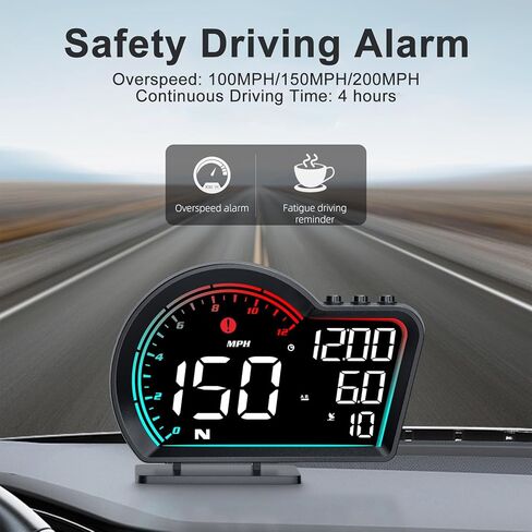 SinoTrack HUD Digital GPS Speedometer for Car Universal Heads Up Display Oversize Screen Large LCD MPH Speedometer Speed Fatigued Diving Alert Over-Speed Alarm Compass for All Vehicle in Saudi Arabia