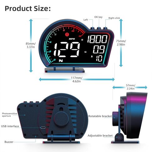 SinoTrack HUD Digital GPS Speedometer for Car Universal Heads Up Display Oversize Screen Large LCD MPH Speedometer Speed Fatigued Diving Alert Over-Speed Alarm Compass for All Vehicle in Saudi Arabia