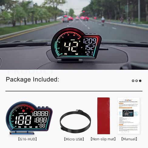 SinoTrack HUD Digital GPS Speedometer for Car Universal Heads Up Display Oversize Screen Large LCD MPH Speedometer Speed Fatigued Diving Alert Over-Speed Alarm Compass for All Vehicle in Saudi Arabia