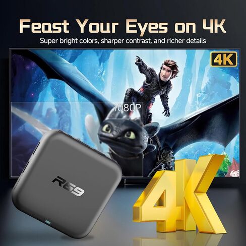 Android 14.0 TV Box 2026, Android Box 2GB RAM 16GB Flash RK3518 Quad-Core Wi-Fi 6 Dual-Band 2.4G/5.8G Wi-Fi 4K TV Box H.265 Bluetooth 5.0 USB 3.0 100M Ethernet Smart Box for TV with Voice Remote in Kuwait