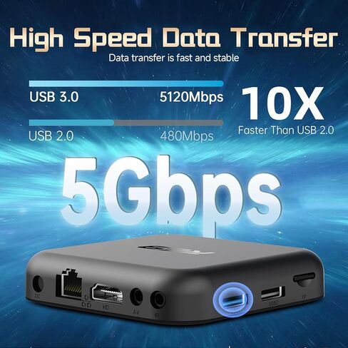 Android 14.0 TV Box 2026, Android Box 2GB RAM 16GB Flash RK3518 Quad-Core Wi-Fi 6 Dual-Band 2.4G/5.8G Wi-Fi 4K TV Box H.265 Bluetooth 5.0 USB 3.0 100M Ethernet Smart Box for TV with Voice Remote in Kuwait