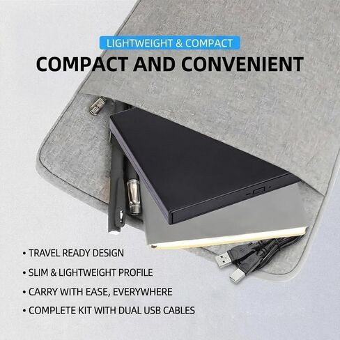 External DVD Drive for Laptop, CD Optical Drive, Portable DVD CD ROM Writer for Laptop Desktop PC in Kuwait
