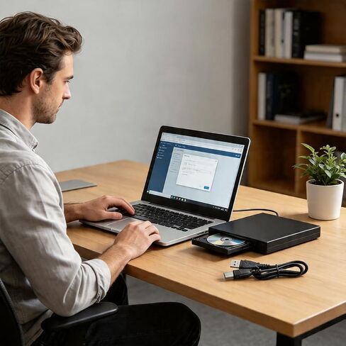 External DVD Drive for Laptop, CD Optical Drive, Portable DVD CD ROM Writer for Laptop Desktop PC in Kuwait