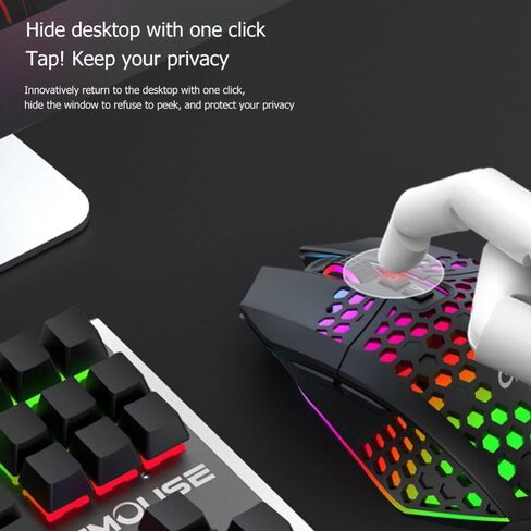 Wireless Gaming Mouse 3 Gears 8 Buttons 1600 DPI Adjustable RGB Rechargeable Computer Mice for Household Computer Accessory(White) in Kuwait