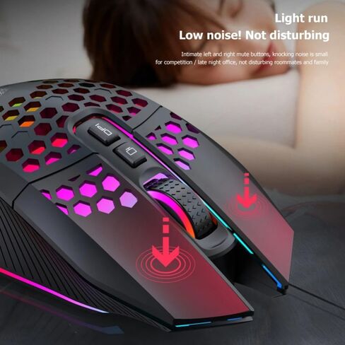 Wireless Gaming Mouse 3 Gears 8 Buttons 1600 DPI Adjustable RGB Rechargeable Computer Mice for Household Computer Accessory(White) in Kuwait