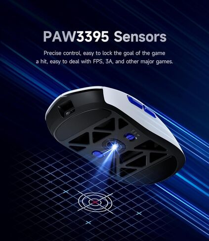 MCHOSE AX5 Wireless Gaming Mouse, 4KHz Polling Rate Focus PAW 3395 Optical Sensor - 26,000 DPI, 49g Ultra-Lightweight - 75 Hr Battery, Magnesium Alloy Mice - White in Kuwait