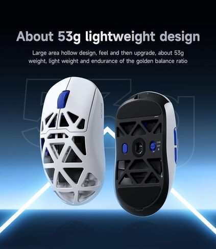 MCHOSE AX5 Wireless Gaming Mouse, 4KHz Polling Rate Focus PAW 3395 Optical Sensor - 26,000 DPI, 49g Ultra-Lightweight - 75 Hr Battery, Magnesium Alloy Mice - White in Kuwait