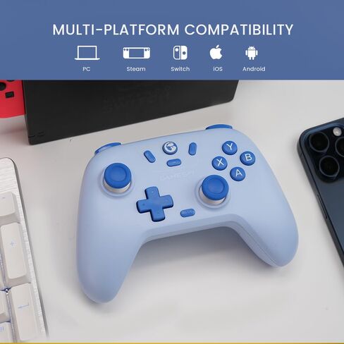 وحدة تحكم GameSir Nova Lite 2.4g للكمبيوتر الشخصي وSteam وSwitch وأجهزة iOS وAndroid ولوحة ألعاب لاسلكية مع عصا تحكم بتأثير Hall ووظيفة Turbo - أزرق in Kuwait