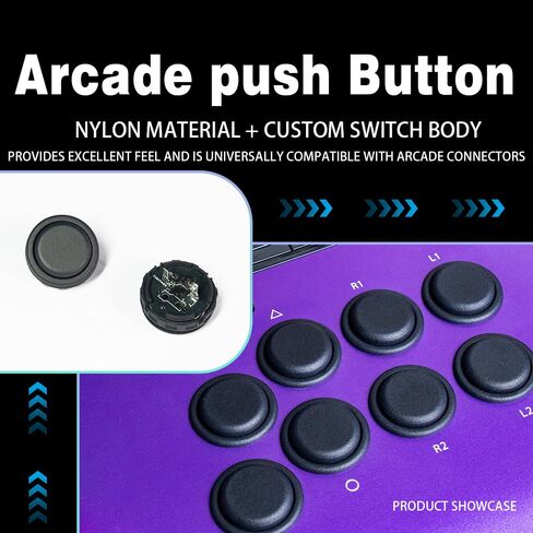 TIKITAKA FTG Arcade Push Buttons 8-piece set DIY plug-in replacement parts 30mm/24mm Nylon Panda Switch Arcade Joystick Street Fighter 6 Fighting Game Arcade Game Controller Compatible (Black) in Kuwait