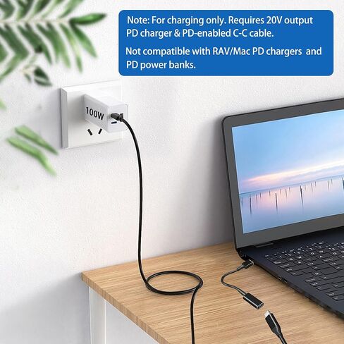 كابل محول USB C إلى طرف نحيف، 100 وات 5A نوع C أنثى PD مدخل إلى كابل شحن الطاقة المستطيل ذو الطرف النحيف لأجهزة الكمبيوتر المحمولة Lenovo ThinkPad in Kuwait