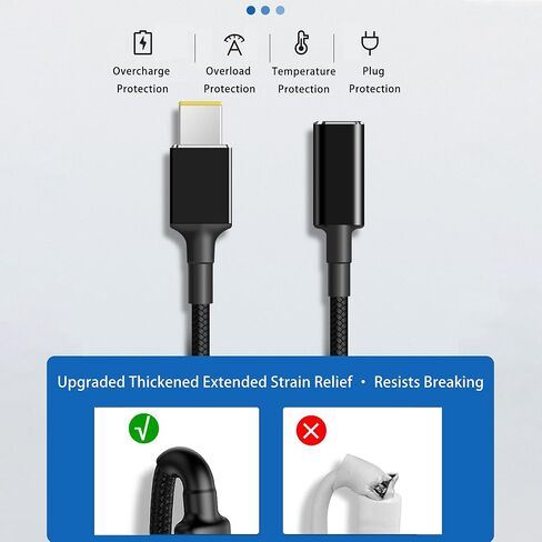 كابل محول USB C إلى طرف نحيف، 100 وات 5A نوع C أنثى PD مدخل إلى كابل شحن الطاقة المستطيل ذو الطرف النحيف لأجهزة الكمبيوتر المحمولة Lenovo ThinkPad in Kuwait
