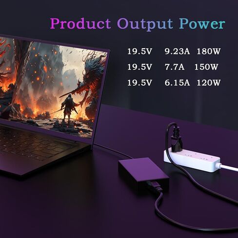 180W AC Charger Compatible with MSI GS65 GS73 GF63 WF66 GF66 GF76 GF65 WF76 GF75 GL66 GL76 GP60 WS65 GS40 GE70 GS63 GS63VR GS43 GS60 GS73VR GS75 GE72 Thin Power Cord in Kuwait