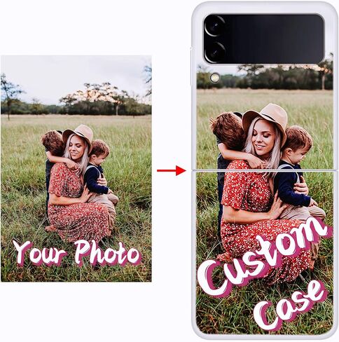 Unique-Custom-Gift Personalized Photo Slim Clear Case Compatible with Samsung Galaxy Z Flip 3 4 5G, Customize Picture Premium Thin Transparent Hard PC Phone Cover for Fold 2 in Saudi Arabia