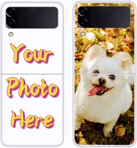 Unique-Custom-Gift Personalized Photo Slim Clear Case Compatible with Samsung Galaxy Z Flip 3 4 5G, Customize Picture Premium Thin Transparent Hard PC Phone Cover for Fold 2 in Saudi Arabia