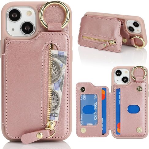 Ｈａｖａｙａ for iPhone 13 Mini Case Wallet with Card Holder Keychain Ring Stand Leather Shockproof Phone case with Credit Card Slots Zipper Women Men-Deep Blue in Kuwait
