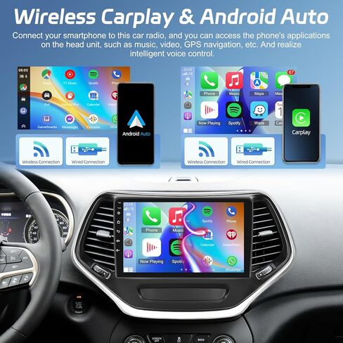 [2+64G] راديو سيارة NHOPEEW لسيارة جيب شيروكي 2014-2017 مع Carplay اللاسلكي وAndroid Auto - شاشة لمس 10 بوصة ستيريو سيارة Android - GPS Navi/WiFi/DSP/SWC/Bluetooth + كاميرا احتياطية AHD in Kuwait