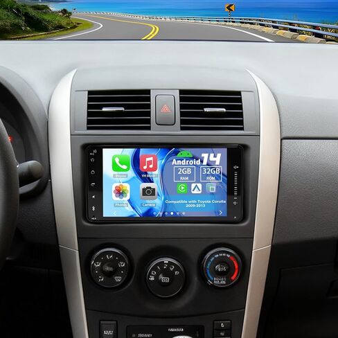 راديو ترقية ستيريو للسيارة Android 14 Double Din لسيارة Toyota Corolla 2009-2013، 2G+32G 7 بوصة شاشة لمس لاسلكية Carplay Android Auto GPS WiFi Bluetooth RDS DSP SWC Mirrorlink Mic كاميرا احتياطية in Kuwait