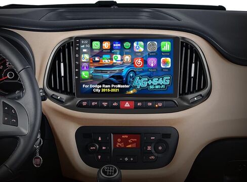 ستيريو سيارة 4+64G لسيارة Dodge Ram ProMaster City 2015-2021 مع Carplay لاسلكي/Android Auto - راديو بشاشة لمس 9 بوصة مع 32EQ DSP/5 جيجا هرتز WiFi/GPS Navigation/Mirror Link/SWC + AHD كاميرا الرؤية الخلفية in Kuwait