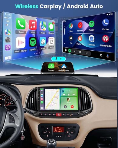ستيريو سيارة 4+64G لسيارة Dodge Ram ProMaster City 2015-2021 مع Carplay لاسلكي/Android Auto - راديو بشاشة لمس 9 بوصة مع 32EQ DSP/5 جيجا هرتز WiFi/GPS Navigation/Mirror Link/SWC + AHD كاميرا الرؤية الخلفية in Kuwait