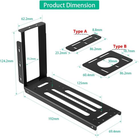 Sintech عمودي GPU Mount Bracket، 2 Slot PCIe 5.0/4.0 Riser Cable Graphics Card Mounting Kit لحالات الكمبيوتر، متوافق مع MATX، ATX، EatX Case in Kuwait