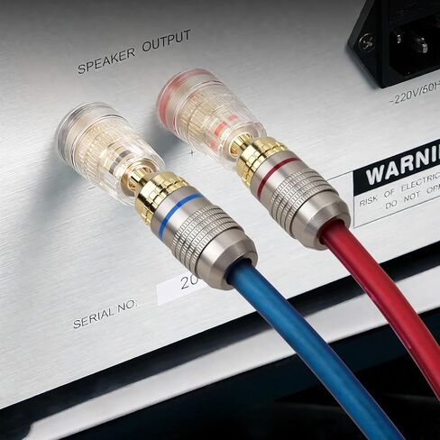 AutCreation Premium 24k Gold Plated Banana Plugs - 4mm Pure Copper Speaker Wire Connectors, Screw-Free Quick Connect, Color Coded Red/Blue, 4 Pairs (8 Pieces) in Kuwait