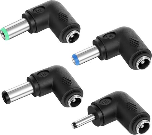Right Angle Power Jack, 4PCS 90 Degree Right Angle Connector DC 5.5x2.1mm Female to 6.3x3.0/6.0x4.4/3.0x1.1mm, 5.5x2.1mm Female Jack to Male Plug Adapter in Kuwait